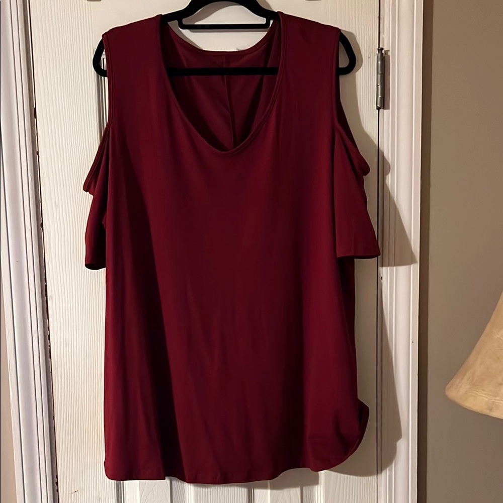Chic Burgundy Cold Shoulder Blouse
